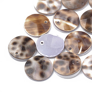 Tiger Cowrie Shell Charms, Flat Round, Sienna, 15x1~3mm, Hole: 1mm(SSHEL-S258-24)