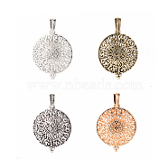 Alloy Diffuser Locket Pendants, with Magnetic, Flat Round, Mixed Color, 43x35x16mm, Hole: 7x4mm(PALLOY-Q331-33-M)