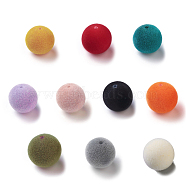 Flocky Acrylic Beads, Half Drilled, Round, Mixed Color, 10mm, Hole: 1.6mm(OACR-I001-10mm-L-M)