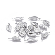 304 Stainless Steel Charms, Leaf, Stainless Steel Color, 14x6x0.5mm, Hole: 0.8mm(X-STAS-P236-18P)