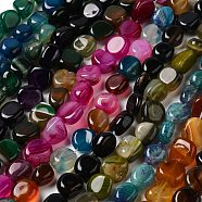 Natural Agate Beads Strands, Dyed & Heated, Nuggets, Tumbled Stone, Mixed Color, 14~15x10~14x8~9.5mm, Hole: 1.6mm, about 12~13pcs/strand, 7.09~7.48''(18~19cm)(G-H295-D01)