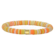 Polymer Clay Heishi Surfer Stretch Bracelet with 304 Stainless Steel Beaded, Preppy Bracelet, Orange, Inner Diameter: 2 inch(5.2cm)(BJEW-SW00110-01)