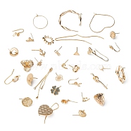 Random Mixed Brass Earring Hooks & Earring Stud, Real 18K Gold Plated, 20~28x7~10mm, Hole: 3~4mm, Pin: 0.8~1mm(KK-MSMC016-03)