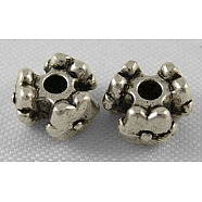 Tibetan Style Spacer Beads, Flower, Lead Free & Cadmium Free, Antique Silver, 6.5x4mm, Hole: 1.5mm(X-LF5036Y)