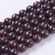 Natural Garnet Beads Strands, Faceted, Round, 10mm, Hole: 1mm, about 38pcs/strand, 15.75 inch(G-G542-10mm-21)