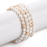 Natural Howlite Beads Strands, Dyed, Faceted, Round, Old Lace, 3mm, Hole: 0.8mm, about 119~129pcs/strand, 15.35''(39cm)(G-C025-02B-09)