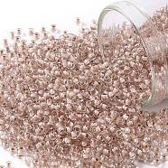 TOHO Round Seed Beads, Japanese Seed Beads, (1069) Soft Misty Rose Lined Crystal, 11/0, 2.2mm, Hole: 0.8mm, about 50000pcs/pound(SEED-TR11-1069)