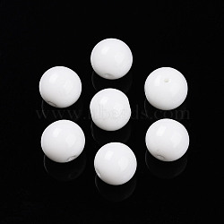Opaque Solid Color Glass Beads, Round, White, 10~10.5mm, Hole: 1.2~1.4mm(X1-GLAA-N007-10mm-A06)
