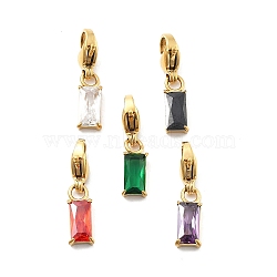 Rectangle 304 Stainless Steel Rhinestone Pendant Decoration, with Lobster Claw Clasps, Ion Plating(IP), Real 14K Gold Plated, Mixed Color, 20mm(STAS-L283-49G)