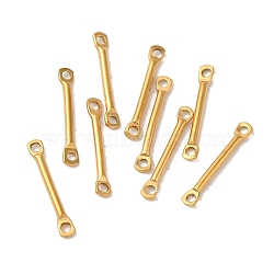 Ion Plating(IP) 304 Stainless Steel Connector Charms, Bar Links, Real 18K Gold Plated, 15x2.5x1.2mm, Hole: 1.2mm(X-STAS-Q323-06B-G)