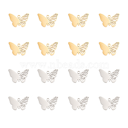 16Pcs 2 Colors 304 Stainless Steel Charms, Hollow, Butterfly Charms, Golden & Stainless Steel Color, 12x18x1mm, Hole: 1.5mm, 8pcs/color(STAS-DC0012-79)