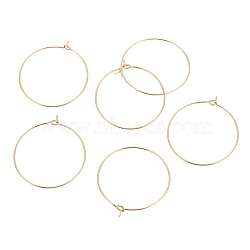 Ion Plating(IP) 316L Surgical Stainless Steel Hoop Earring Findings, Wine Glass Charms Findings, Golden, 30x0.7mm, 21 Gauge(STAS-G130-03G-30MM)