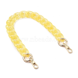 Bag Handles, with Transparent Acrylic Cable Chains, Golden Alloy Swivel Clasps and Spring Gate Rings, for Bag Straps Replacement Accessories, Yellow, 15.83 inch(40.2cm)(AJEW-BA00045-04)