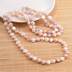 Natural Pearl Nuggets Beaded Necklace, Colorful, 47.2 inch(NJEW-P126-A-01C-01)