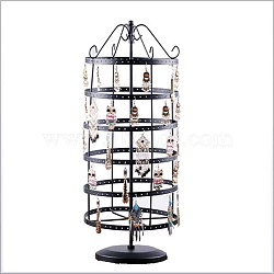 6-Tier Rotatable Iron Earring Display Towers, with 288 Holes, Black, 19.5x19.5x48cm(PW-WG73263-01)