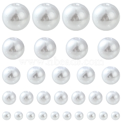 5 Style ABS Plastic Imitation Pearl Beads, Round, White, 4~12mm, Hole: 1.6~2.3mm, 690pcs/bag(KY-FS0001-05)