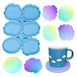 DIY Irregular Cup Mat Silicone Molds, Resin Casting Coaster Molds, for UV Resin & Epoxy Resin Craft Making, Light Sky Blue, 105x145x6mm, Inner Diameter: 48~51x41~46mm(SIL-D003-01)