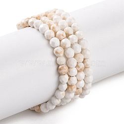 Natural Howlite Beads Strands, Dyed, Faceted, Round, Old Lace, 3mm, Hole: 0.8mm, about 119~129pcs/strand, 15.35''(39cm)(G-C025-02B-09)