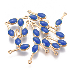 Ion Plating(IP) 304 Stainless Steel Enamel Charms, Teardrop, Golden, Royal Blue, 13.5x4x3mm, Hole: 1mm(STAS-F224-05E)