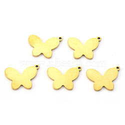 Vacuum Plating 304 Stainless Steel Pendants, Laser Cut, Butterfly, Golden, 13x17x1mm, Hole: 1.4mm(X-STAS-N092-101G)