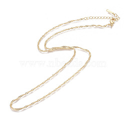 Gold Plated Tin Alloy Twisted Singapore Chain Fine Necklaces,, with Lobster Claw Clasps, 18 inch, 1.5mm(NJEW-BB10191-18)