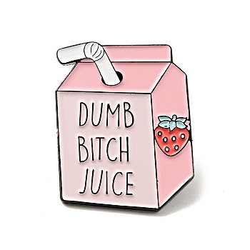 Word Dumb Bitch Juice Enamel Pin, Electrophoresis Black Alloy Drink Brooch for Backpack Clothes, Pink, 29.5x23x2mm