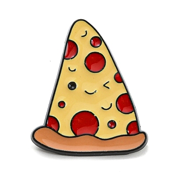 Food Theme Enamel Pins, Black Alloy Badge for Backpack Clothes, Pizza, 27x22.5x2mm