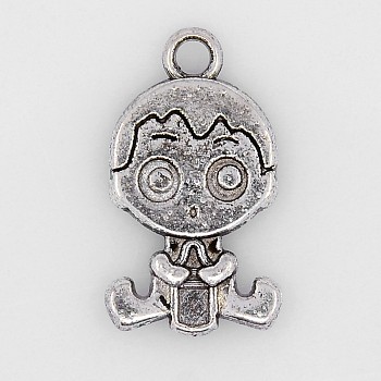 Tibetan Style Alloy Pendant, Cadmium Free & Lead Free, Antique Silver, Boy, 24x13.5x3mm, Hole: 2.5mm