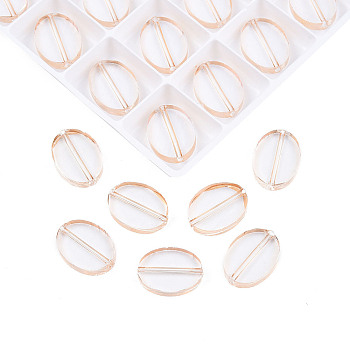 120Pcs Electroplated Glass Beads, Edge Plated, Oval, PeachPuff, 16x12x3mm, Hole: 1.2mm