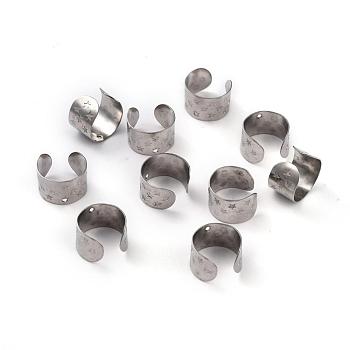 304 Stainless Steel Ear Cuff Findings, with Star Pattern, Stainless Steel Color, 11x7mm, Hole: 1mm