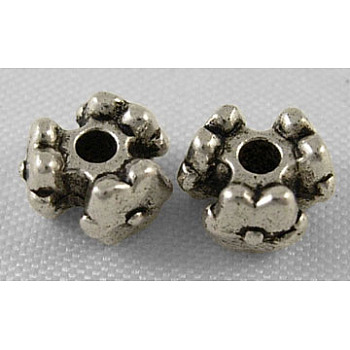 Tibetan Style Spacer Beads, Flower, Lead Free & Cadmium Free, Antique Silver, 6.5x4mm, Hole: 1.5mm