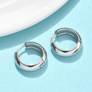 201 Stainless Steel Hoop Earrings, with 304 Stainless Steel Pins, PVD Vacuum Plating, Long-Lasting Plated, Ring Shape, Stainless Steel Color, 17x5mm