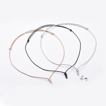 Adjustable Korean Waxed Polyester Cord Necklace Making Sets, with 304 Stainless Steel Lobster Claw Clasps and Pinch Bails, Mixed Color, 21.26 inch~27.32 inch(54~69.4cm), 3pcs/set