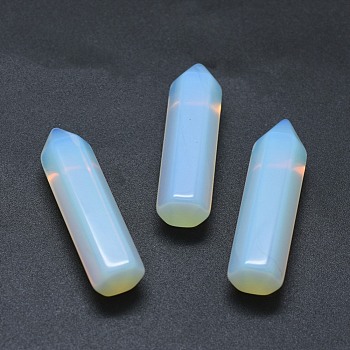 Opalite Pointed Beads, No Hole/Undrilled, For Wire Wrapped Pendant Making, Bullet, 36.5~40x10~11mm