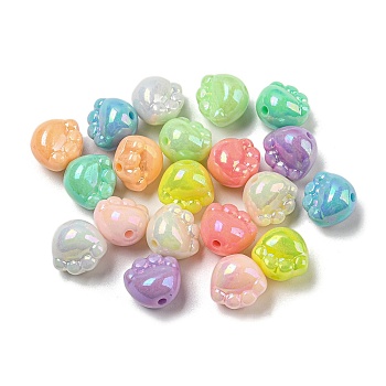 AB Color Plated Acrylic Beads, Paw, Colorful, 11x12x9mm, Hole: 1.8mm, about 500Pcs/500G