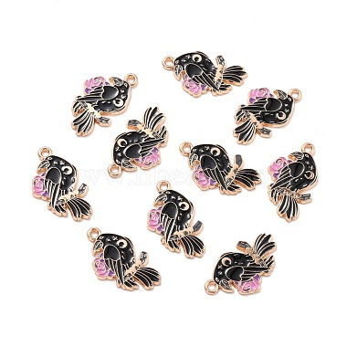 Light Gold Black Bird Alloy+Enamel Pendants