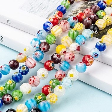 Round Handmade Millefiori Glass Beads Strands(LK-R004-82)-5