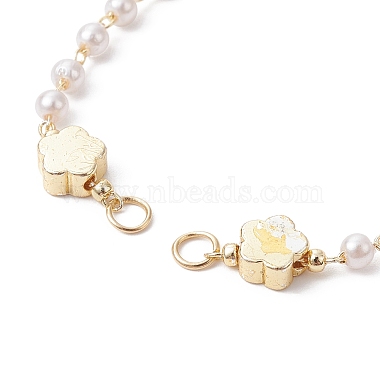 Imitation Pearl & Flower Brass Link Chain Bracelet Making(AJEW-JB01150-35)-2