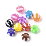 Opaque Acrylic Beads, Round with Stripe, Mixed Color, 12x11mm, Hole: 4.5mm, 684pcs/500g(OACR-D309-07)