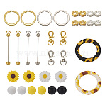 DIY Sunflower Iron Beadable Bar Keychain Making Kits, Including Round Silicone Beads & Pendants, Glass Rhinestone Spacer Beads, Mixed Color, 15mm, Hole: 2mm, 3 colors, 4pcs/color, 12pcs(DIY-TA0010-21)