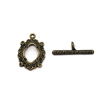 Zinc Alloy Toggle Clasps, Mirror, Antique Bronze, 7.8~24x17~25.8x3~4.5mm, Hole: 1.2mm and 2x2.7mm.(PALLOY-WH0085-93)
