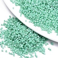 11/0 Grade A Baking Paint Glass Seed Beads, Cylinder, Uniform Seed Bead Size, Opaque Colours Luster, Pale Turquoise, about 1.5x1mm, Hole: 0.5mm, about 20000pcs/bag(SEED-S030-1036)