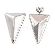 Non-Tarnish 304 Stainless Steel Stud Earrings, Triangle, Stainless Steel Color, 30x20mm(EJEW-G395-13P)