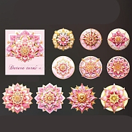 10Pcs 10 Styles Mandala Flower Waterproof PET Decorative Stickers, Laser Self-adhesive Decals, for DIY Scrapbooking, Pale Violet Red, 80mm, 1pc/style(PW-WG18888-01)