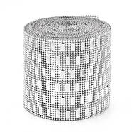 Plastic Diamond Mesh Wrap Roll, Rhinestone Crystal Ribbon, for DIY Wedding Party Favors Decorations Craft, Silver, 118x1.5mm(DIY-L049-01)
