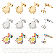 DIY Blank Dome Earring Making Kits, Including 304 Stainless Steel Heart with Round Tray Stud Earring Settings, Glass Cabochons, Mixed Color, 24Pcs/box(DIY-UN0004-43)
