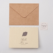 Leaf Pattern Kraft Envelopes and Greeting Cards Set, Blank Inside, Handwritten Style for Baby Showers & Wedding, BurlyWood, 121x90x0.6mm, 170x115x0.3mm(DIY-WH0161-37A)