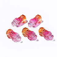 Handmade Lampwork Beads, Dyed, Pi Xiu, Hot Pink, 31x12x15mm, Hole: 1.8mm(LAMP-N027-001C)