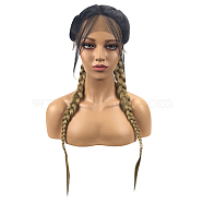 European And American Lace Front Wigs, Long Double Braid Wigs, Synthetic Wigs, Linen, 26inches(OHAR-L010-043)
