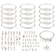 Yilisi DIY Bangle Making Kits, with Alloy Pendants, Stainless Steel Bangles and Brass Jump Rings, Antique Silver, 2-1/2 inch~2-7/8 inch(6.5~7.4cm), 22pcs/set(DIY-YS0001-12)